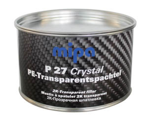 Masilla P27 Crystal. Masilla de alto poder de relleno, diseñada para superficies de carbono. Ahorra tiempo en la igualación de superficies de distintas capas. Resistente a los UV. Lijable a las 2 horas con P220 agua - P360 seco.